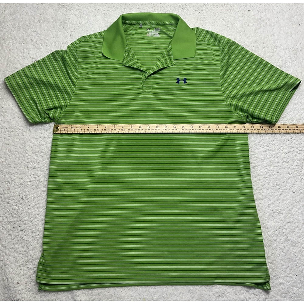 Under Armour Men's Green Stripped Collared Polo Shirt Size XL - Picture 3 of 6